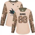 Wholesale Cheap Adidas Sharks #88 Brent Burns Camo Authentic 2017 Veterans Day Women's Stitched NHL Jersey