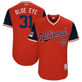 Wholesale Cheap Nationals #31 Max Scherzer Red \"Blue Eye\" Players Weekend Authentic Stitched MLB Jersey