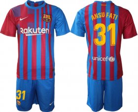 Wholesale Cheap Men 2021-2022 Club Barcelona home blue 31 Nike Soccer Jersey