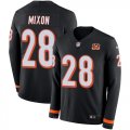 Wholesale Cheap Nike Bengals #28 Joe Mixon Black Team Color Men's Stitched NFL Limited Therma Long Sleeve Jersey