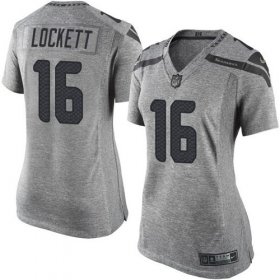 Wholesale Cheap Nike Seahawks #16 Tyler Lockett Gray Women\'s Stitched NFL Limited Gridiron Gray Jersey