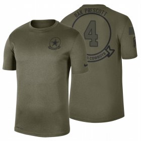 Wholesale Cheap Dallas Cowboys #4 Dak Prescott Olive 2019 Salute To Service Sideline NFL T-Shirt