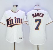 Wholesale Cheap Twins #7 Joe Mauer White Flexbase Authentic Collection Stitched MLB Jersey