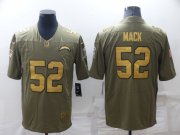 Wholesale Cheap Men's Los Angeles Chargers #52 Khalil Mack Olive Gold Salute To Service Limited Stitched Jersey