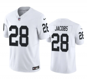 Wholesale Cheap Men\'s Las Vegas Raiders #28 Josh Jacobs White 2023 F.U.S.E Vapor Untouchable Stitched Football Jersey