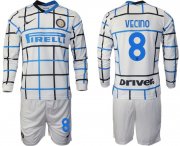 Wholesale Cheap Men 2020-2021 club Inter milan away long sleeve 8 white Soccer Jerseys