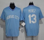 Wholesale Cheap Royals #13 Salvador Perez Light Blue Cooperstown Stitched MLB Jersey