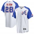 Cheap Men's Atlanta Braves #28 Matt Olson White 2023 City Connect Cool Base Stitched Baseball Jersey