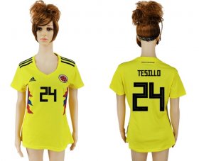 Wholesale Cheap Women\'s Colombia #24 W.Tesillo Home Soccer Country Jersey