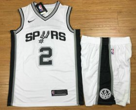 Wholesale Cheap Men\'s San Antonio Spurs #2 Kawhi Leonard White 2017-2018 Nike Swingman Stitched NBA Jersey With Shorts