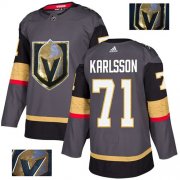 Wholesale Cheap Adidas Golden Knights #71 William Karlsson Grey Home Authentic Fashion Gold Stitched NHL Jersey