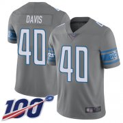 Wholesale Cheap Nike Lions #40 Jarrad Davis Gray Men's Stitched NFL Limited Rush 100th Season Jersey