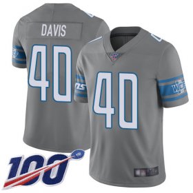 Wholesale Cheap Nike Lions #40 Jarrad Davis Gray Men\'s Stitched NFL Limited Rush 100th Season Jersey