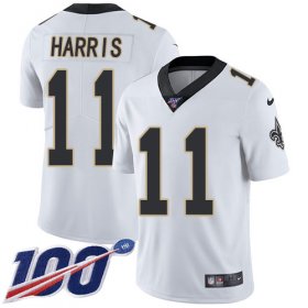 Wholesale Cheap Nike Saints #11 Deonte Harris White Men\'s Stitched NFL 100th Season Vapor Untouchable Limited Jersey