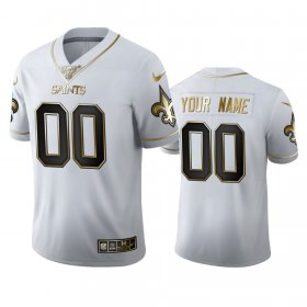 Wholesale Cheap New Orleans Saints Custom Men\'s Nike White Golden Edition Vapor Limited NFL 100 Jersey