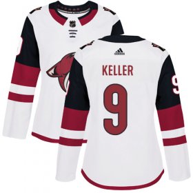 Wholesale Cheap Adidas Coyotes #9 Clayton Keller White Road Authentic Women\'s Stitched NHL Jersey