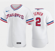 Wholesale Cheap Men's Texas Rangers #2 Marcus Semien White Throwback Stitched Flex Base Nike Jersey