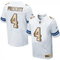 Wholesale Cheap Nike Cowboys #4 Dak Prescott White Men's Stitched NFL Elite Gold Jersey