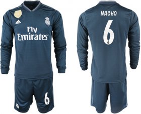 Wholesale Cheap Real Madrid #6 Nacho Away Long Sleeves Soccer Club Jersey