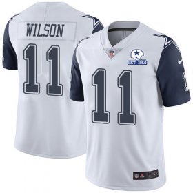 Wholesale Cheap Nike Cowboys #11 Cedrick Wilson White Men\'s Stitched With Established In 1960 Patch NFL Limited Rush Jersey