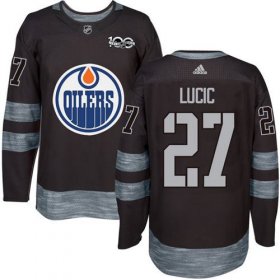 Wholesale Cheap Adidas Oilers #27 Milan Lucic Black 1917-2017 100th Anniversary Stitched NHL Jersey