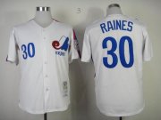 Wholesale Cheap Mitchell And Ness Expos #30 Tim Raines White Throwback Stitched MLB Jersey