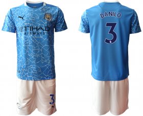 Wholesale Cheap Men 2020-2021 club Manchester City home 3 blue Soccer Jerseys