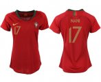 Wholesale Cheap Women's Portugal #17 Nani Home Soccer Country Jersey