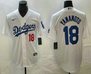 Cheap Men's Los Angeles Dodgers #18 Yoshinobu Yamamoto Number White Stitched Cool Base Nike Jersey