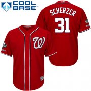 Wholesale Cheap Nationals #31 Max Scherzer Red New Cool Base 2019 World Series Champions Stitched MLB Jersey