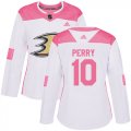 Wholesale Cheap Adidas Ducks #10 Corey Perry White/Pink Authentic Fashion Women's Stitched NHL Jersey