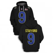 Wholesale Cheap Men's Los Angeles Rams #9 Matthew Stafford 2022 Black Super Bowl LVI Pullover Hoodie