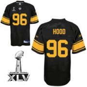Wholesale Cheap Steelers #96 Evander Hood Black With Yellow Number Super Bowl XLV Stitched NFL Jersey