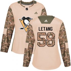 Wholesale Cheap Adidas Penguins #58 Kris Letang Camo Authentic 2017 Veterans Day Women\'s Stitched NHL Jersey