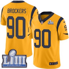 Wholesale Cheap Nike Rams #90 Michael Brockers Gold Super Bowl LIII Bound Men\'s Stitched NFL Limited Rush Jersey
