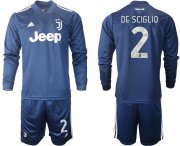 Wholesale Cheap Men 2020-2021 club Juventus away long sleeves 2 blue Soccer Jerseys