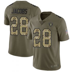 Wholesale Cheap Nike Raiders #28 Josh Jacobs Olive/Camo Men\'s Stitched NFL Limited 2017 Salute To Service Jersey