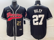 Wholesale Cheap Men's Atlanta Braves #27 Austin Riley Number Black Cool Base Stitched Baseball Jersey