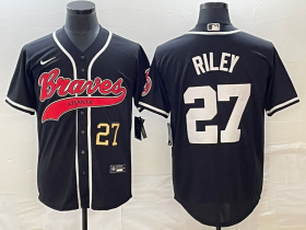 Wholesale Cheap Men\'s Atlanta Braves #27 Austin Riley Number Black Cool Base Stitched Baseball Jersey