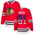 Wholesale Cheap Adidas Blackhawks #81 Marian Hossa Red Home Authentic USA Flag Stitched Youth NHL Jersey