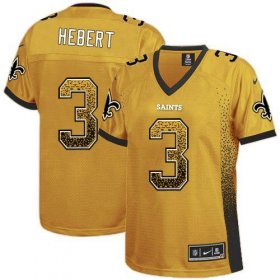 Wholesale Cheap Nike Saints #3 Bobby Hebert Gold Women\'s Stitched NFL Elite Drift Fashion Jersey