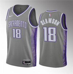Wholesale Cheap Men\'s Sacramento Kings #18 Jalen Slawson Gray 2023 Draft City Edition Stitched Jersey