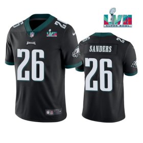 Wholesale Cheap Men\'s Philadelphia Eagles #26 Miles Sanders Black Super Bowl LVII Patch Vapor Untouchable Limited Stitched Jersey