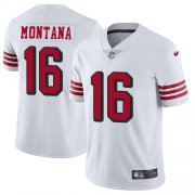Wholesale Cheap Nike 49ers #16 Joe Montana White Rush Men's Stitched NFL Vapor Untouchable Limited Jersey