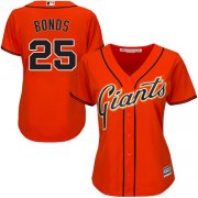 Wholesale Cheap Giants #25 Barry Bonds Orange Alternate Women's Stitched MLB Jersey