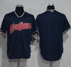 Wholesale Cheap Indians Blank Navy Blue New Cool Base Stitched MLB Jersey