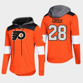 Wholesale Cheap Flyers #28 Claude Giroux Orange 2018 Pullover Platinum Hoodie