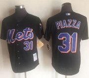 Wholesale Cheap Mitchell And Ness 2000 Mets #31 Mike Piazza Black Throwback Stitched MLB Jersey