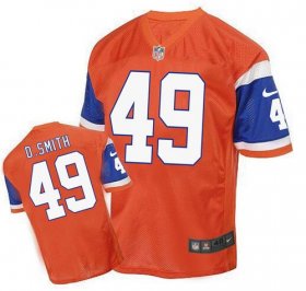 Wholesale Cheap Nike Broncos #49 Dennis Smith Orange Men\'s Stitched NFL Elite Throwback Jersey