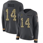Wholesale Cheap Nike Vikings #14 Stefon Diggs Anthracite Salute to Service Women's Stitched NFL Limited Therma Long Sleeve Jersey